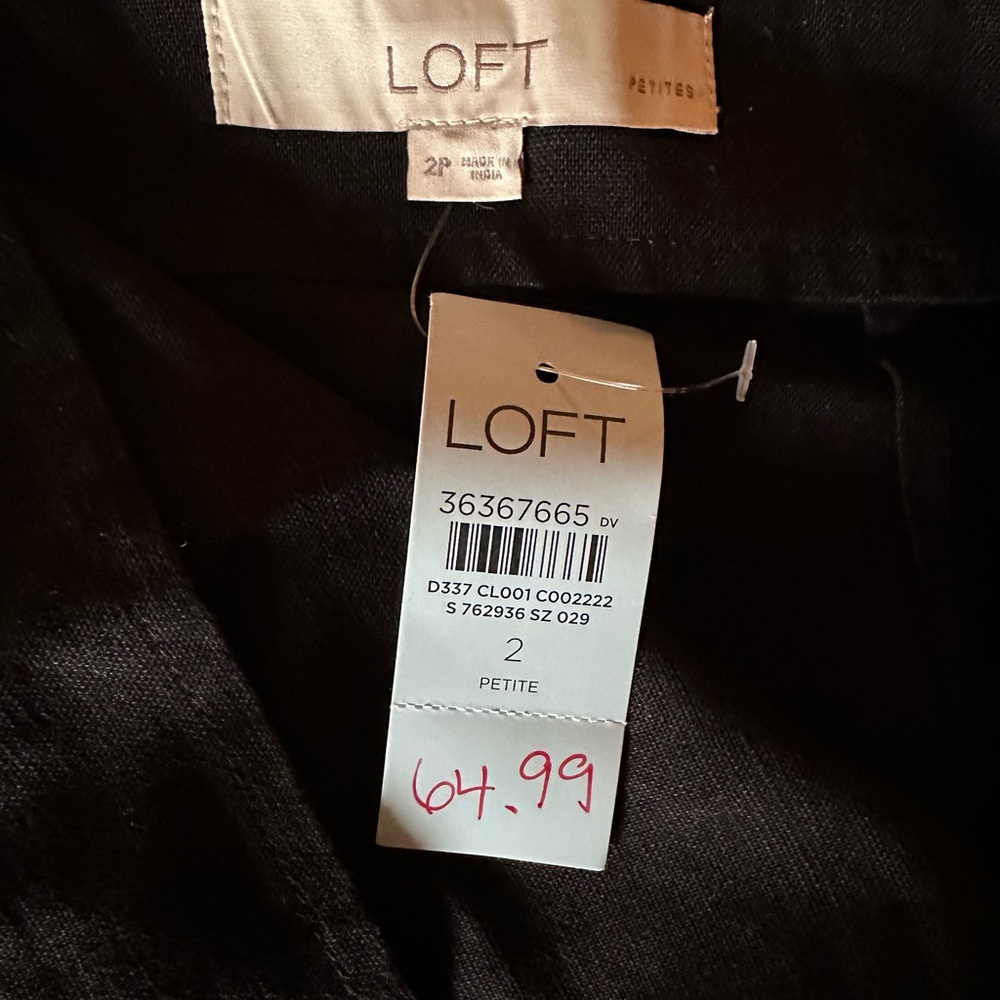 LOFT Black Petite linen skirt